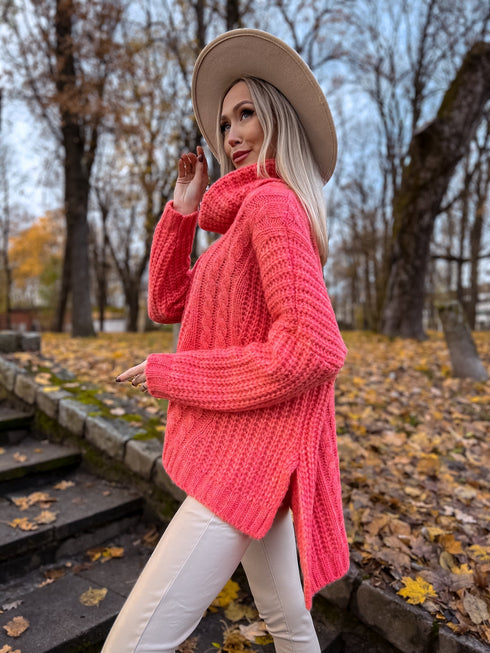 ELYNDI extended wool sweater - CORAL PRE-ORDER